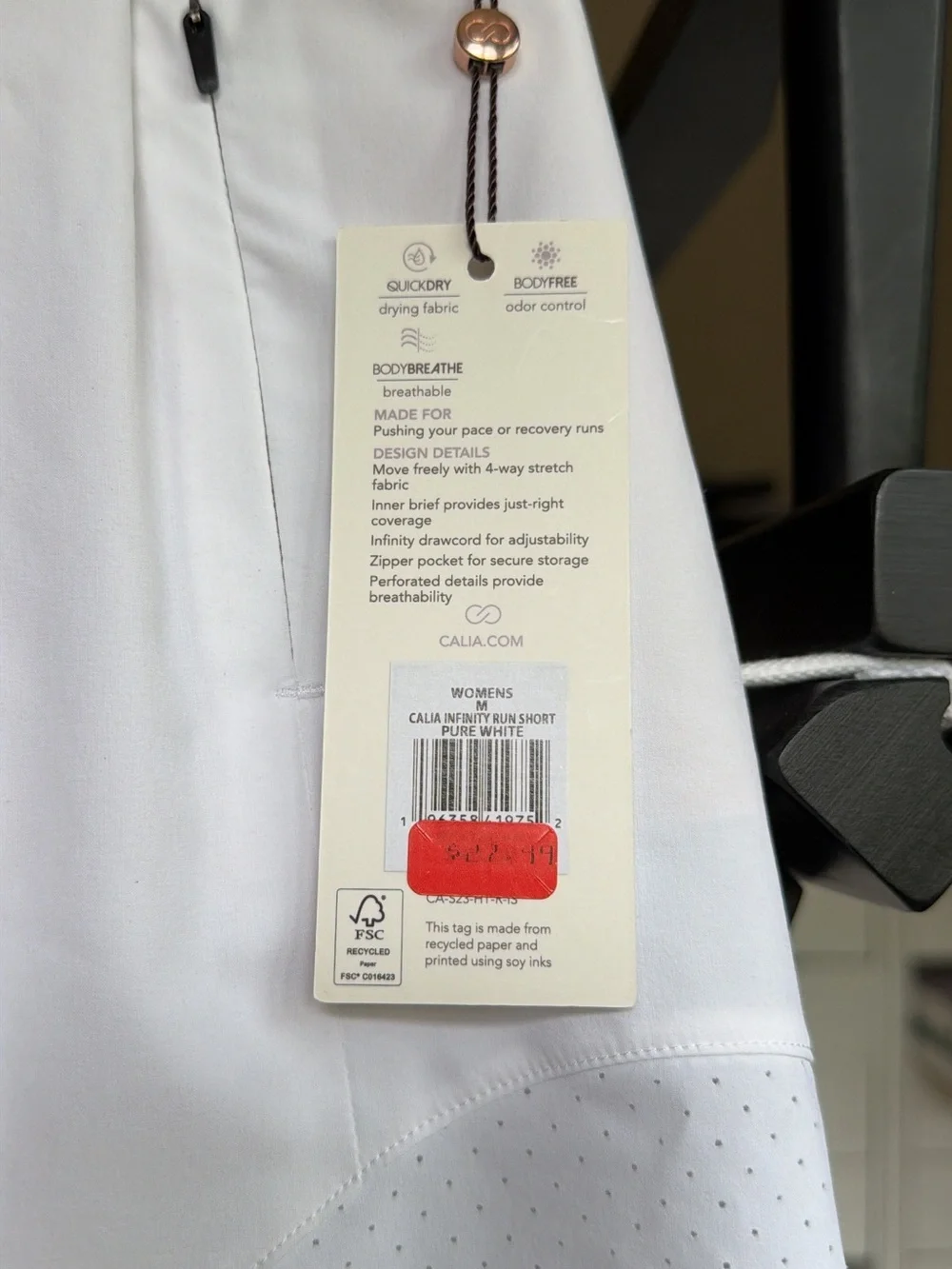 NWT Calia infinity white activewear shorts